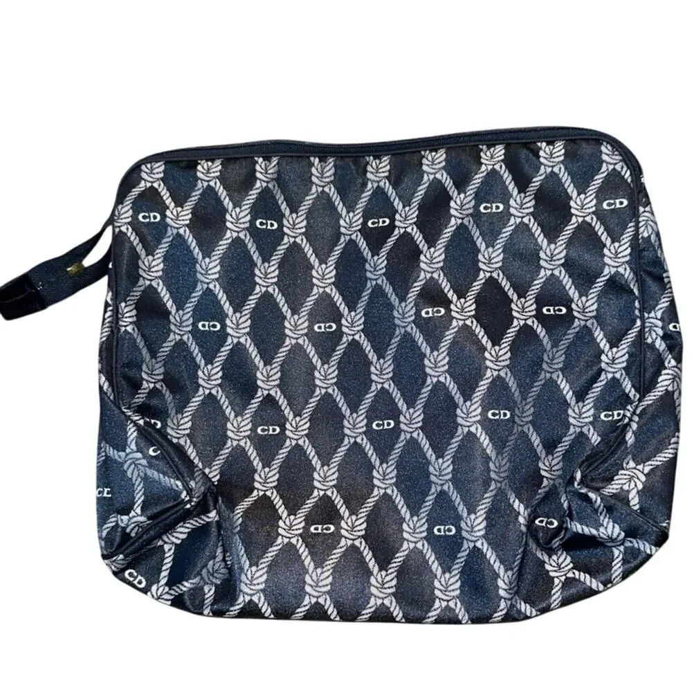 Vintage Christian Dior Blue & white nautical Pouch Make Up toiletry Bag travel - Picture 2 of 16
